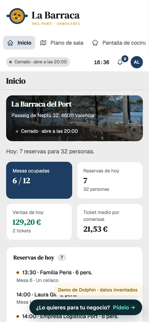 Demo de software para restaurantes en el móvil