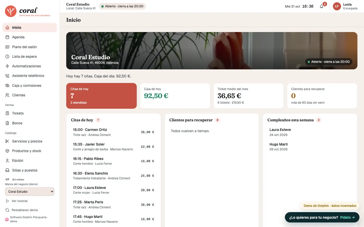 Demo de software para peluquerías en el ordenador