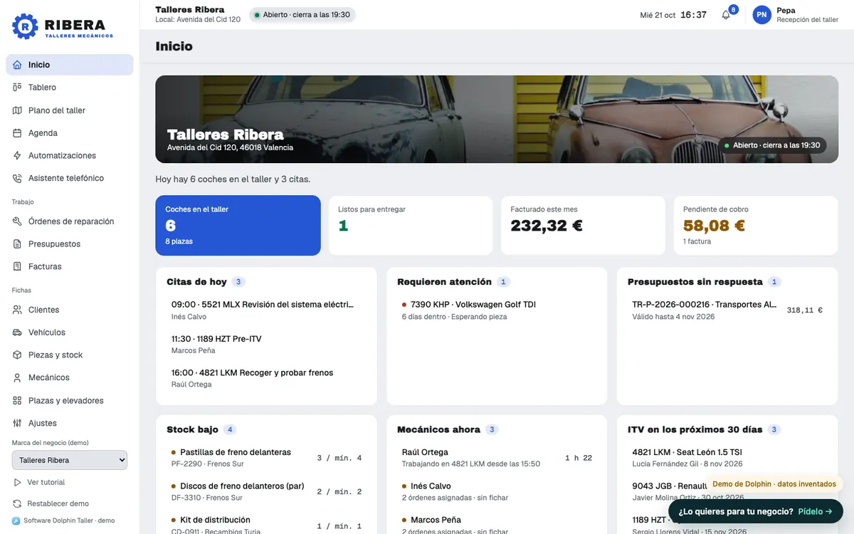 Demo de software para talleres en el ordenador